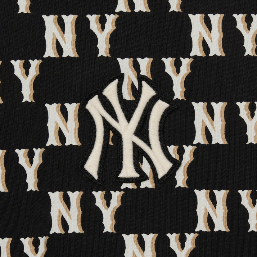 MLB Korea Unisex Classic Monogram Big Logo Short Sleeve Tee Shirt NY Yankees Black
