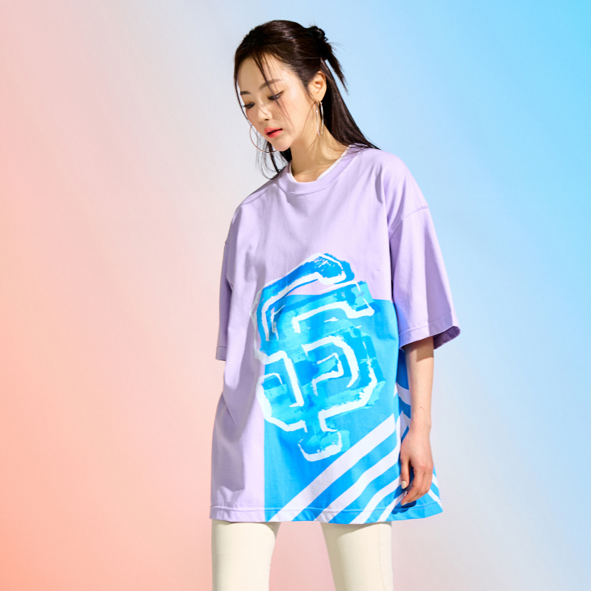 MLB Korea Unisex Pop Art Graphic Oversized Short Sleeve Tee Shirt Detroit Tigers Purple
