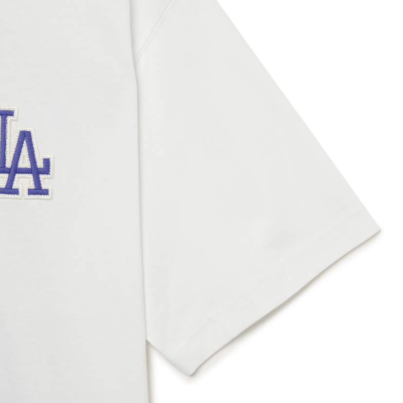 MLB Korea Unisex Paisely Big Logo One Point Short Sleeve Tee Shirt La Dodgers White