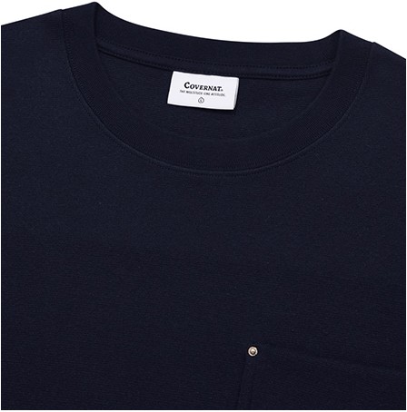 Tシャツ・カットソー COVERNAT Round Pocket T-Shirt Navy Covernat Unisex Round Pocket Tee Shirt Navy | Basic Tees for