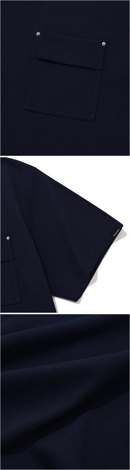 Covernat Unisex Round Pocket Tee Shirt Navy | Basic Tees for