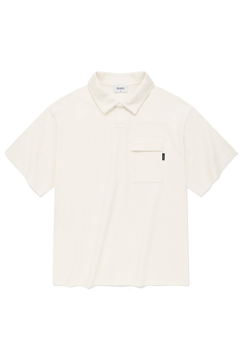 ★23SS★【COVERNAT】★Open collar pocket T-shir.t★ MUSINSA | COVERNAT Open collar pocket t-shirt navy