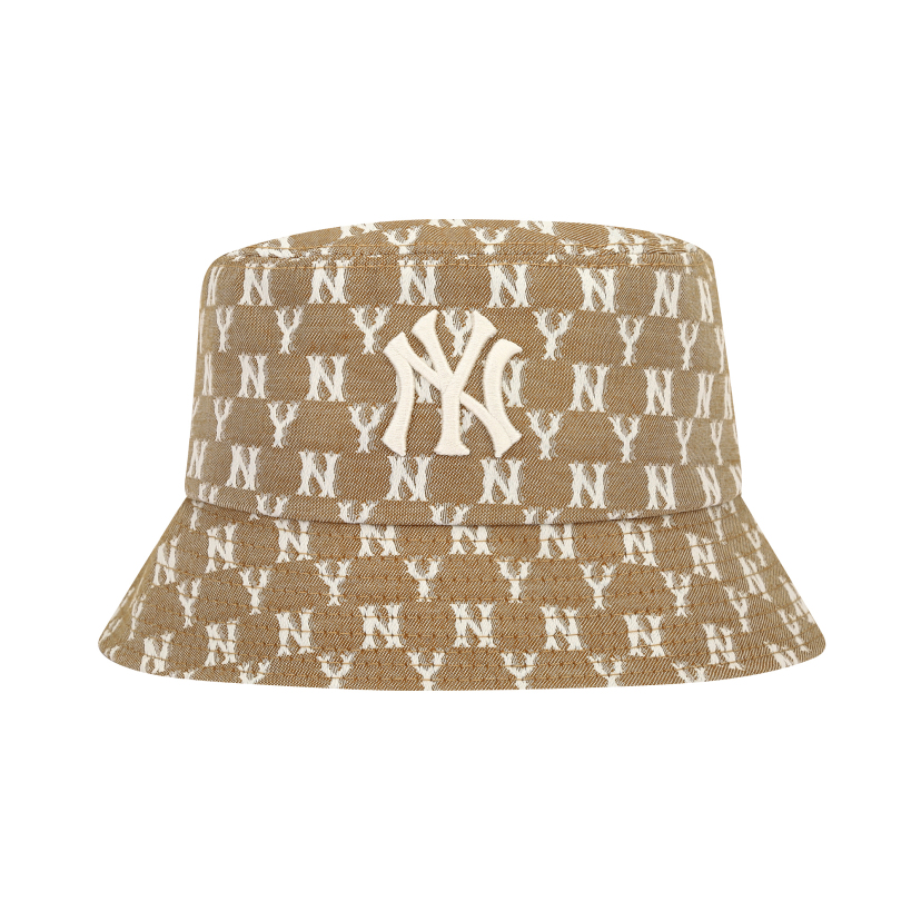 MLB Unisex Classic Monogram Jacquard Bucket Hat NY Yankees Beige