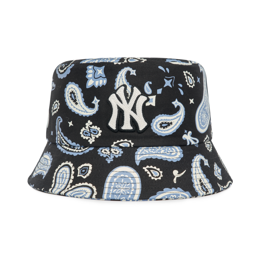 MLB Korea Unisex Paisley Bucket Hat NY Yankees Black