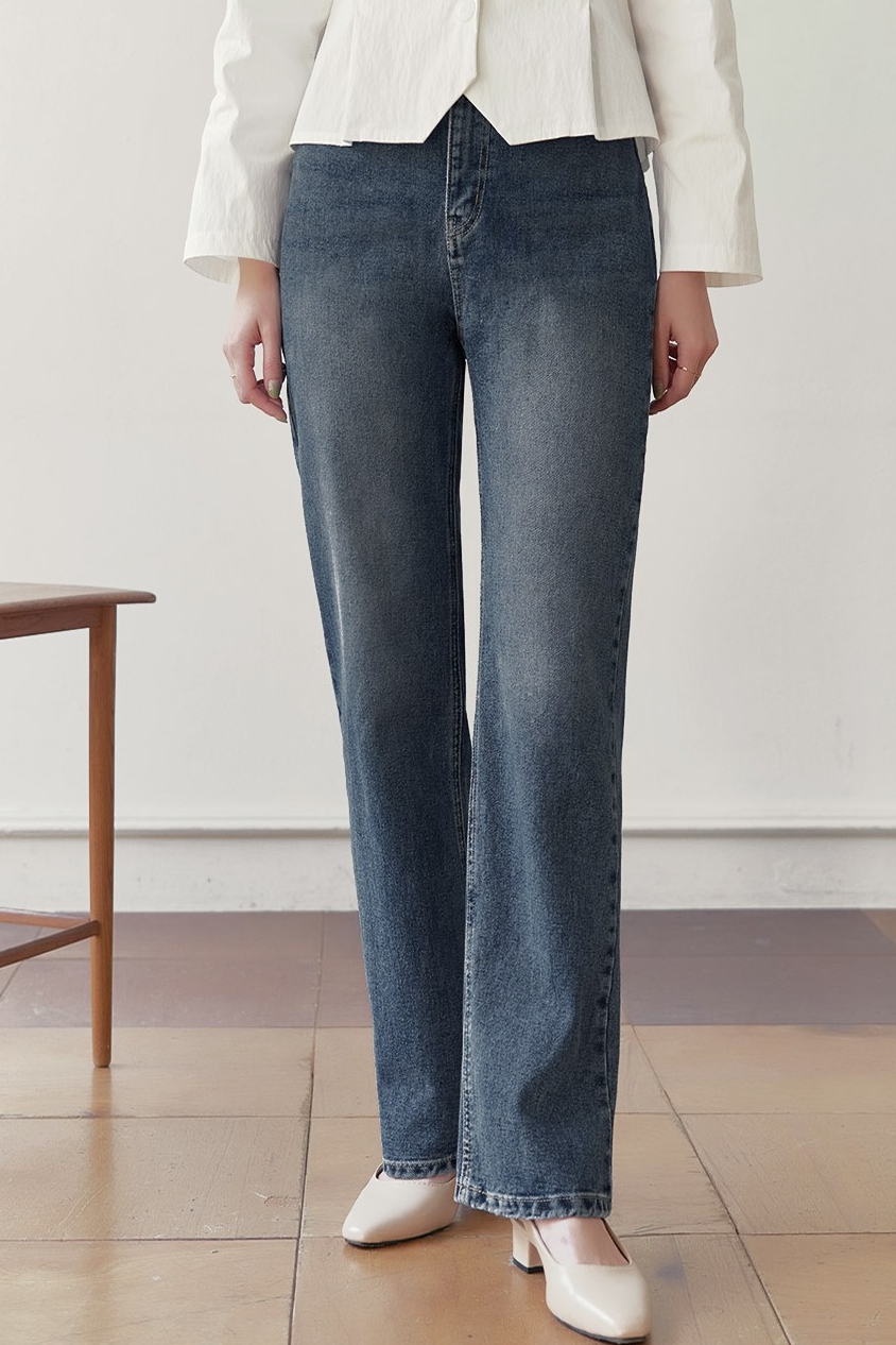 【BOK PLACE】Raw Banding Span Straight Denim Pants BOK PLACE】Raw Banding Span Straight Denim Pants (BOK PLACE
