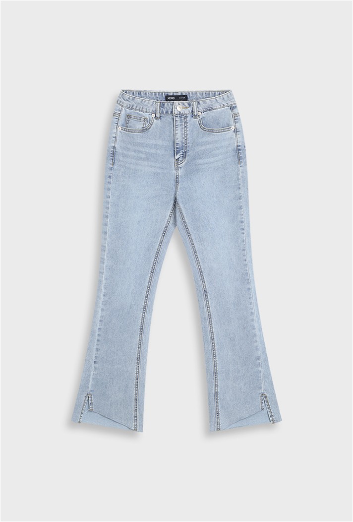MIXXO Hem Diagonal Cut Slit Slim Boot Cut Denim Pants