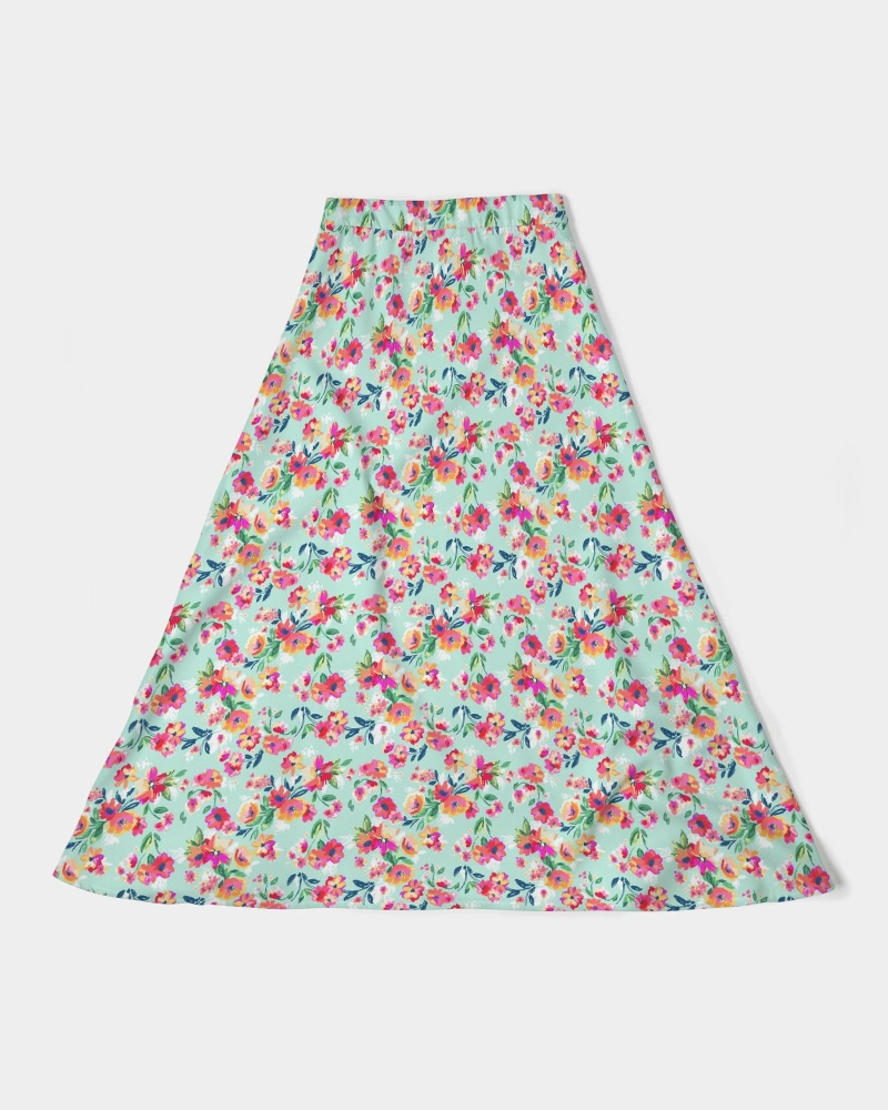 Happy Floral Women's A-Line Midi Skirt