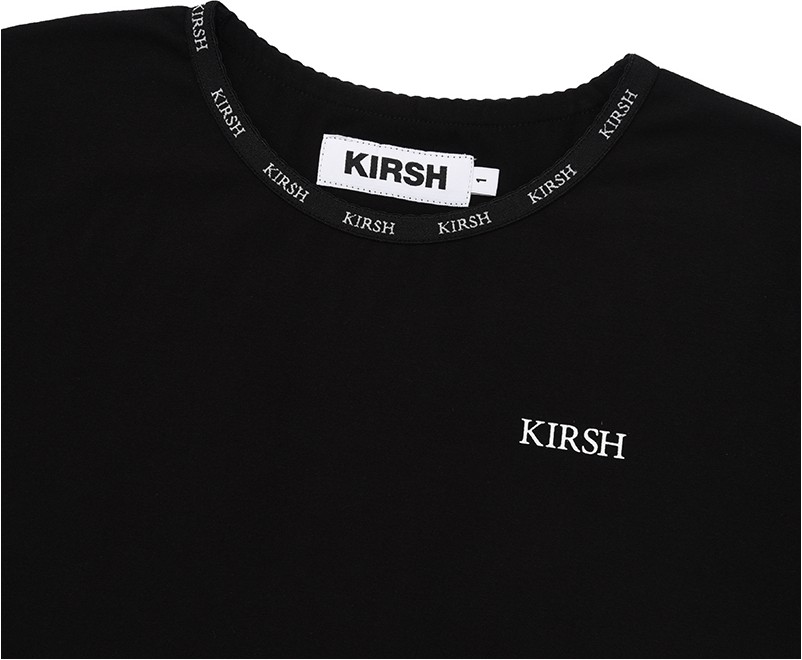 ☆KIRSH☆ Cherry Hotfix Lace Crop T-Shirt Black KIRSH Cherry Lace Tape Slim Tee Shirt Black | Basic Tees for
