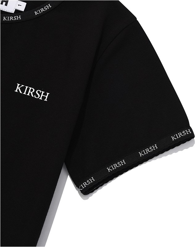 ☆KIRSH☆ Cherry Hotfix Lace Crop T-Shirt Black KIRSH Small Cherry Crop Tee Shirt Black | Crewneck for Women