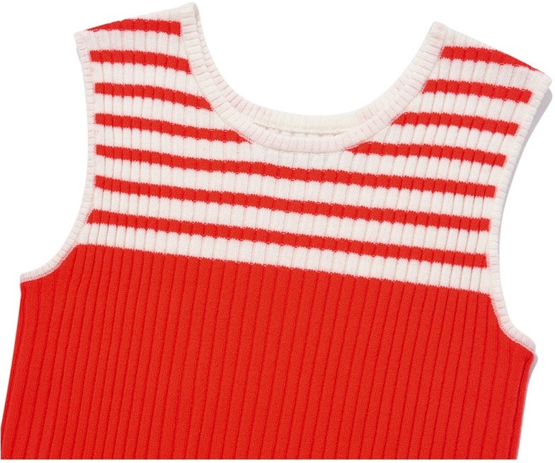 KIRSH Small Cherry Stripes Knit Vest Red | Vests for Women | KOODING