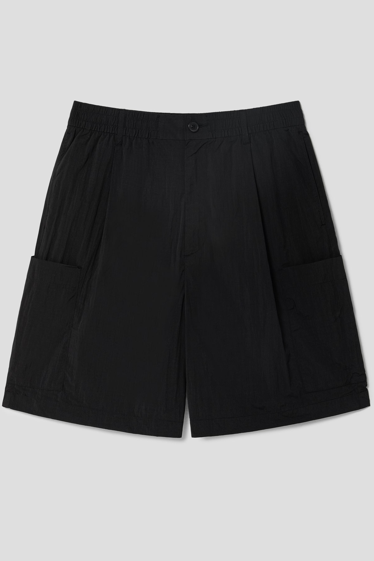 Regular Fit Nylon Cargo Shorts - Black - Men
