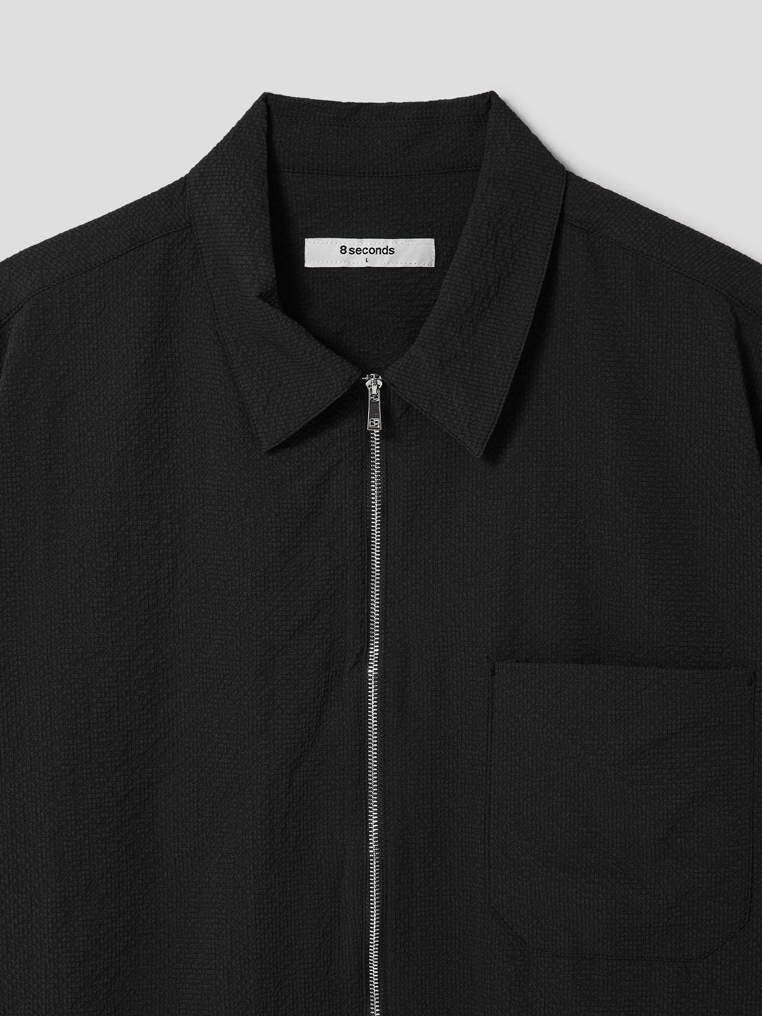 8seconds Seersucker Zipup Short Sleeve Shirt Black | Casual