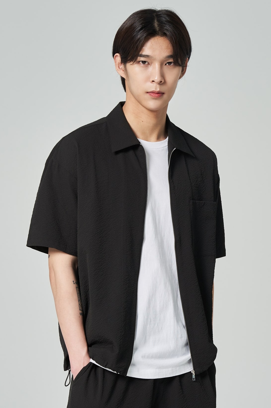 8seconds Seersucker Zipup Short Sleeve Shirt Black | Casual