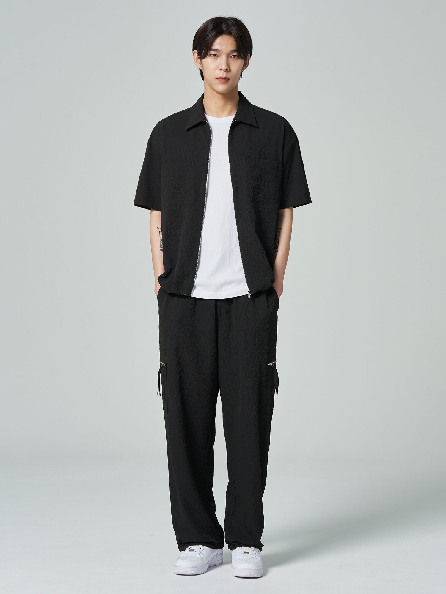 8seconds Seersucker Zipup Short Sleeve Shirt Black | Casual