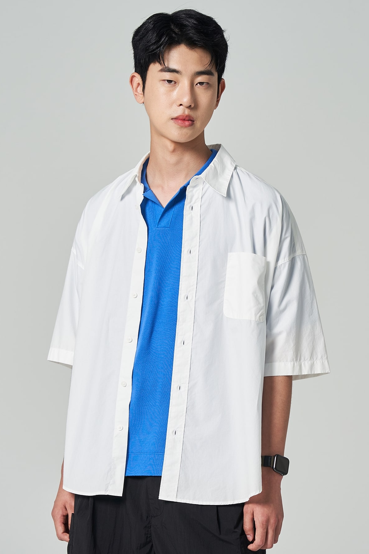 Cotton Big Oversized Half Sleeve Shirt White