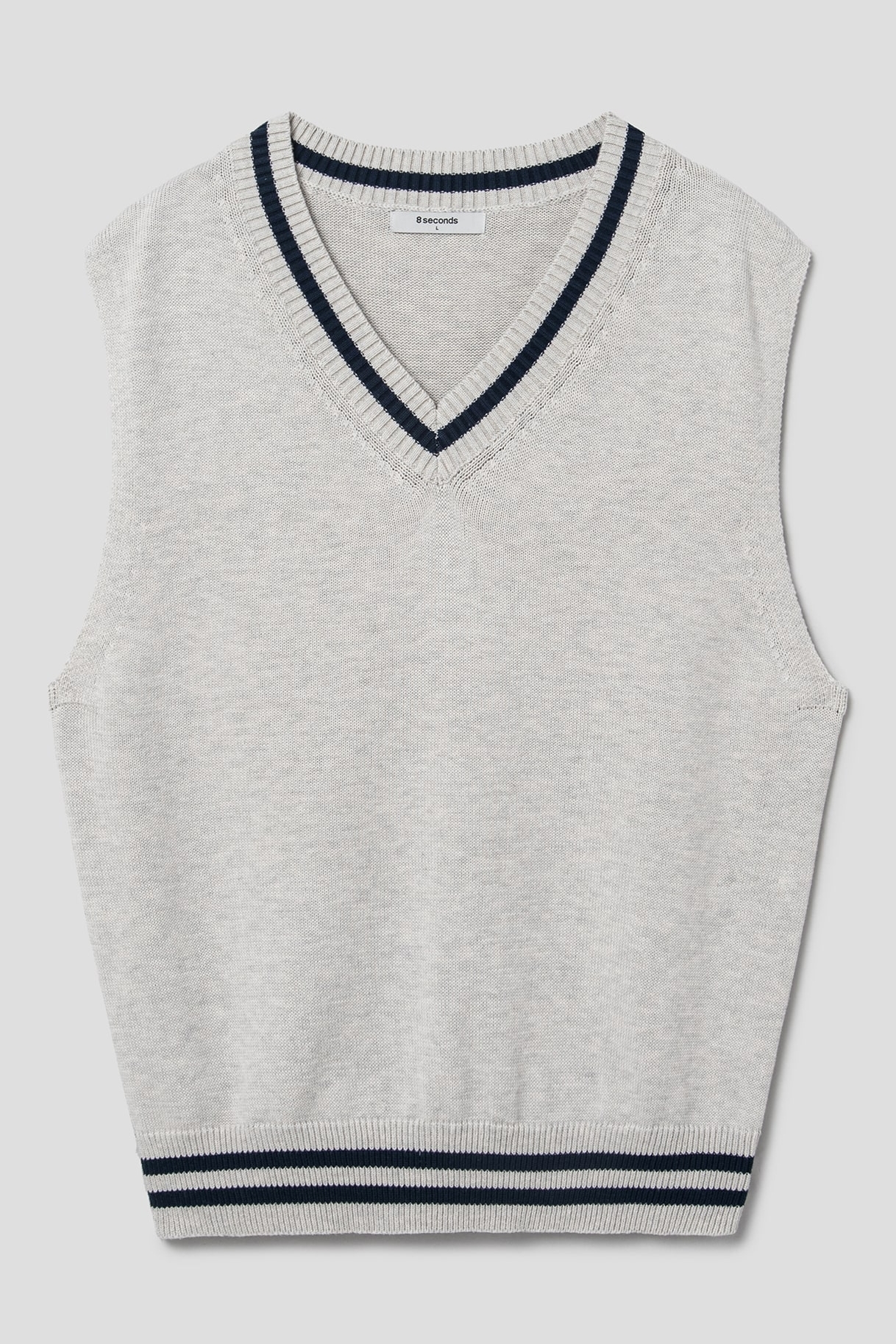 Knitted vest with v-neck, Light Grey