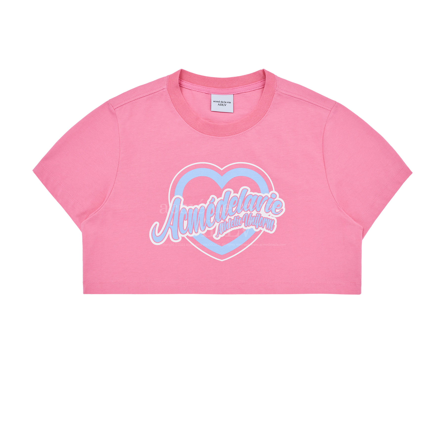 acme de la vie Heart Lettering Crop Tee Shirt Pink | Graphic