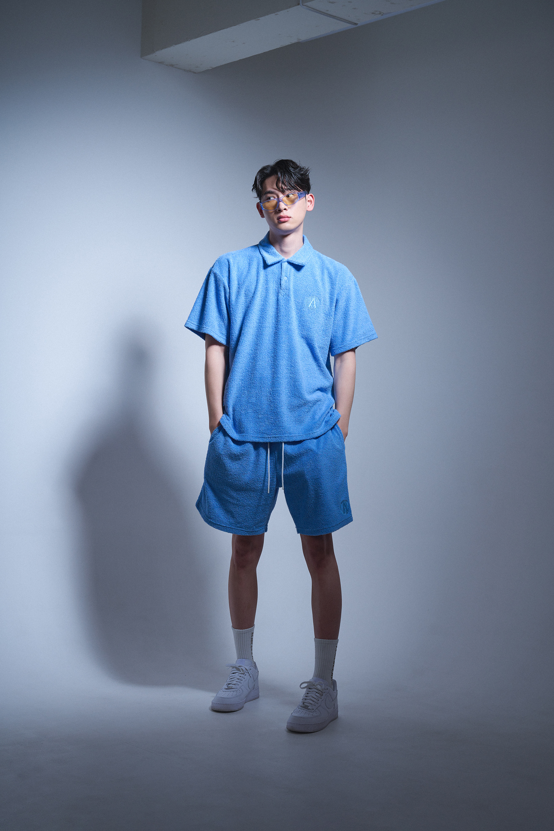 acme de la vie Unisex A Logo Emblem Terry Collar Short
