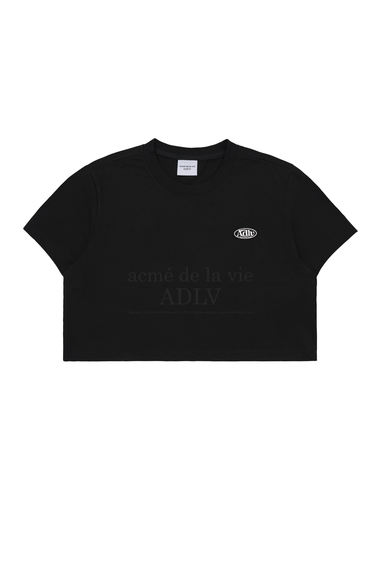 Adlv Circle Wappen Crop Short Sleeve Tee Shirt Black