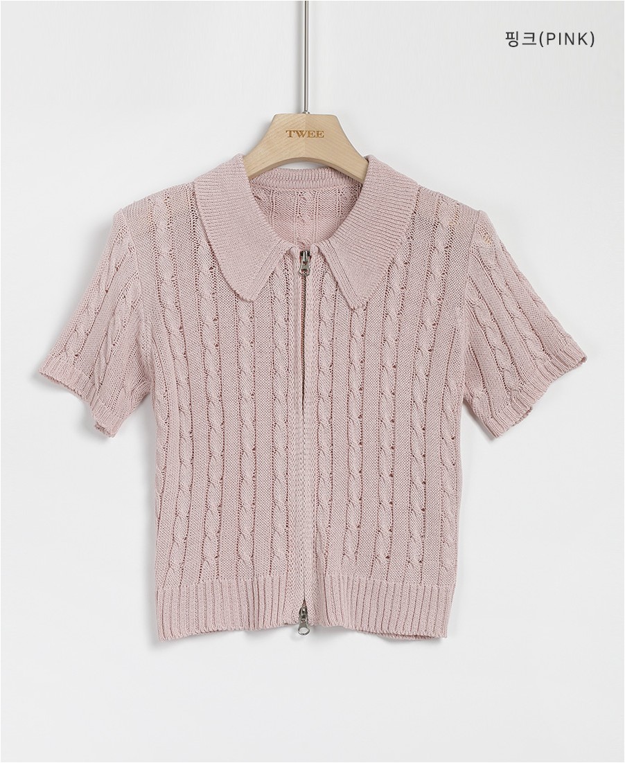 lumignon tweed collar heart kable knite トップス