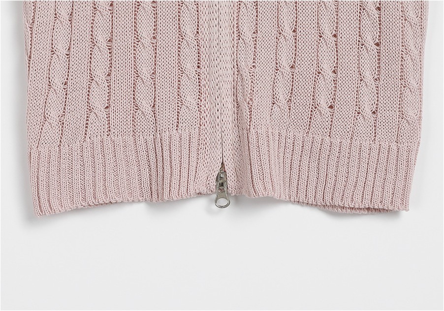 TWEE Move Cooling 2 Ways Cable Short Sleeve Knit Zipup