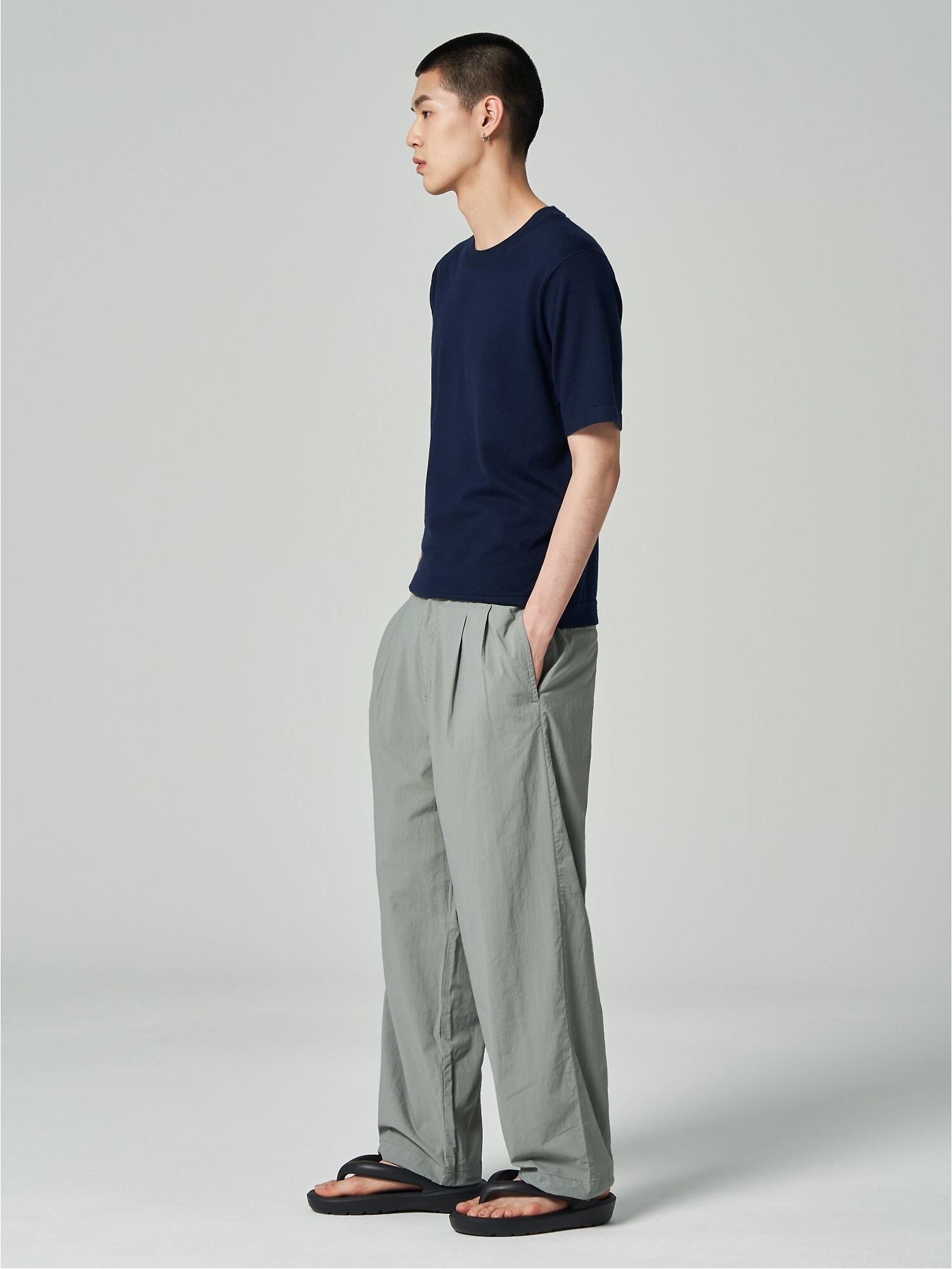 Ash Grey Pintuck Detail Oversized Sweatpants