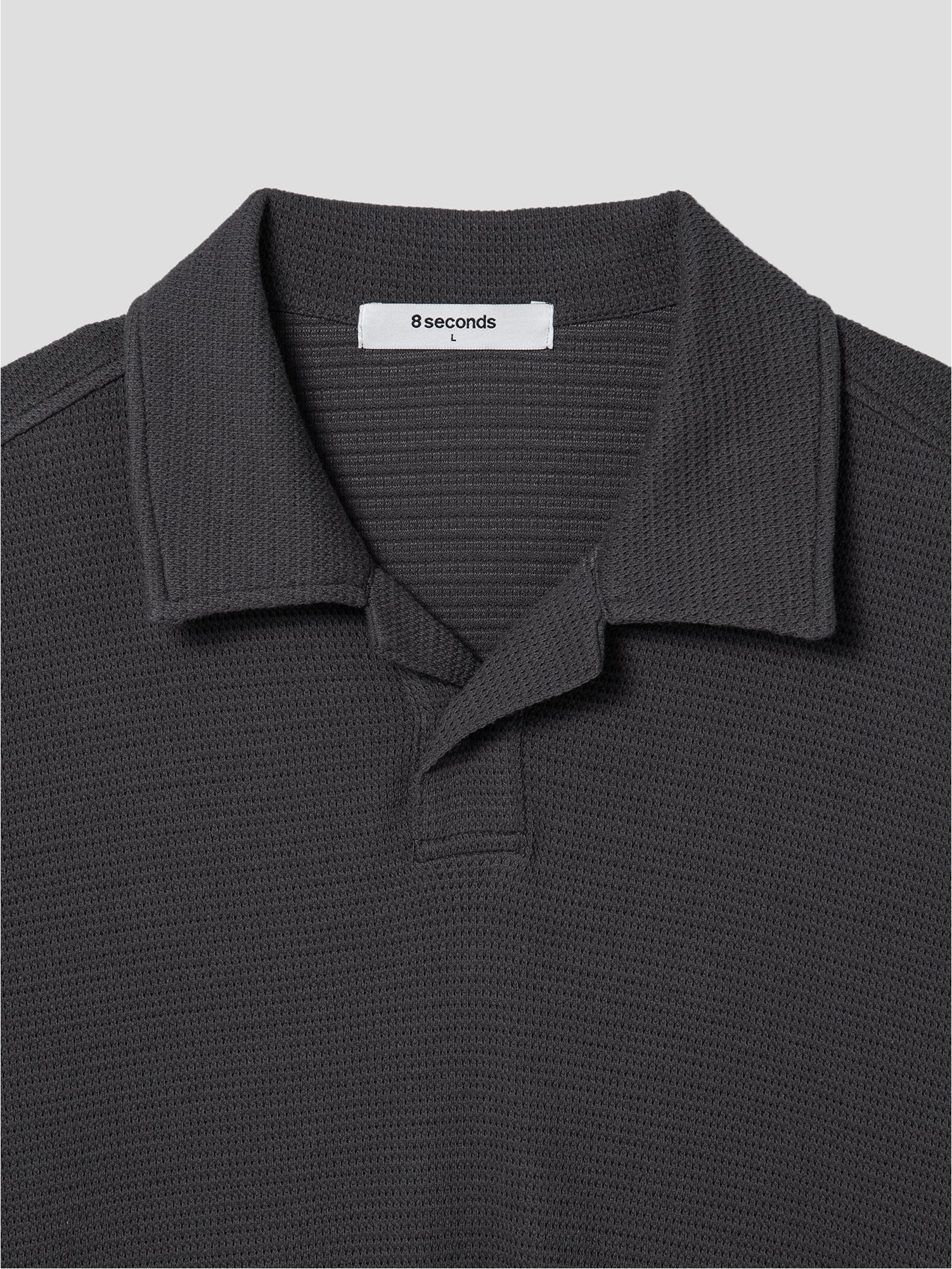 8seconds Textured Open Collar Half Sleeve Tee Shirt Ash