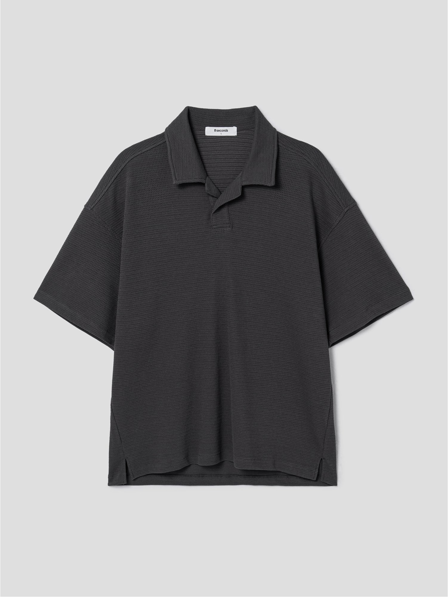 8seconds Textured Open Collar Half Sleeve Tee Shirt Ash