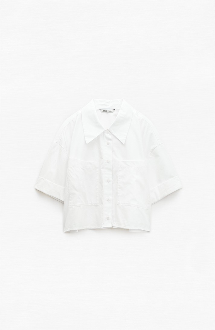MIXXO Oversized Crop Short Sleeve Shirt | Collared Shirts