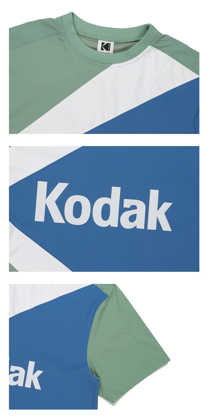 ★KODAK★ Recipe Snow Washing Short Sleeve T-shirt GREEN Kodak Apparel Unisex Cine Kodak Pigment Dyeing Short Sleeve