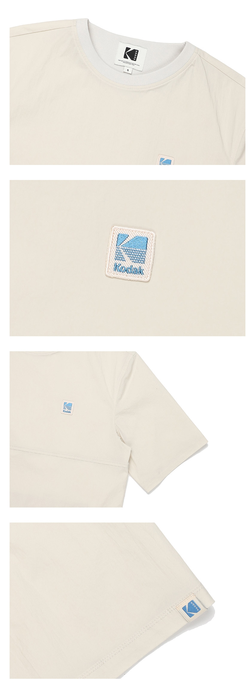◆KODAK◆ Big Logo Askin Short Sleeve T-Shirt Women IVORY Kodak Apparel Unisex Core Woven Short Sleeve Tee Shirt Ivory