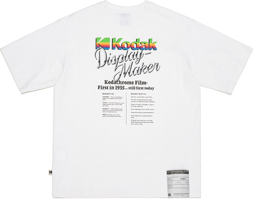 ★KODAK★ Big Logo Semi-Overfit Short Sleeve T-Shirt WHITE Kodak Apparel Unisex Digital Rainbow Graphic Semi Oversized