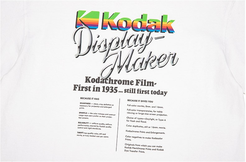 ★KODAK★ Big Logo Semi-Overfit Short Sleeve T-Shirt WHITE Kodak Apparel Unisex Back Mesh Big Wording Logo Short Sleeve