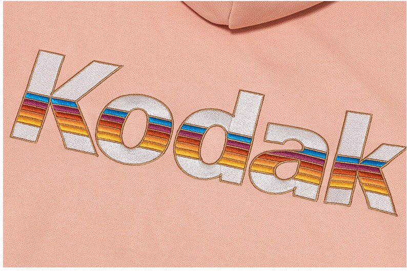 Kodak Apparel Unisex Rainbow Big Logo Hoodie Pink