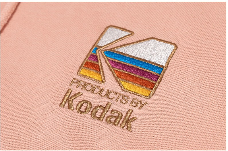 Kodak Apparel Unisex Rainbow Big Logo Hoodie Pink