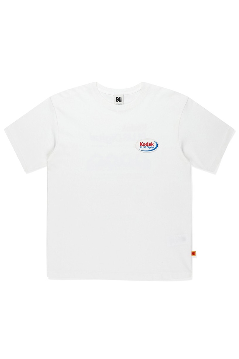 ★KODAK★ Big Logo Semi-Overfit Short Sleeve T-Shirt WHITE Kodak Apparel Unisex Back Mesh Big Wording Logo Short Sleeve