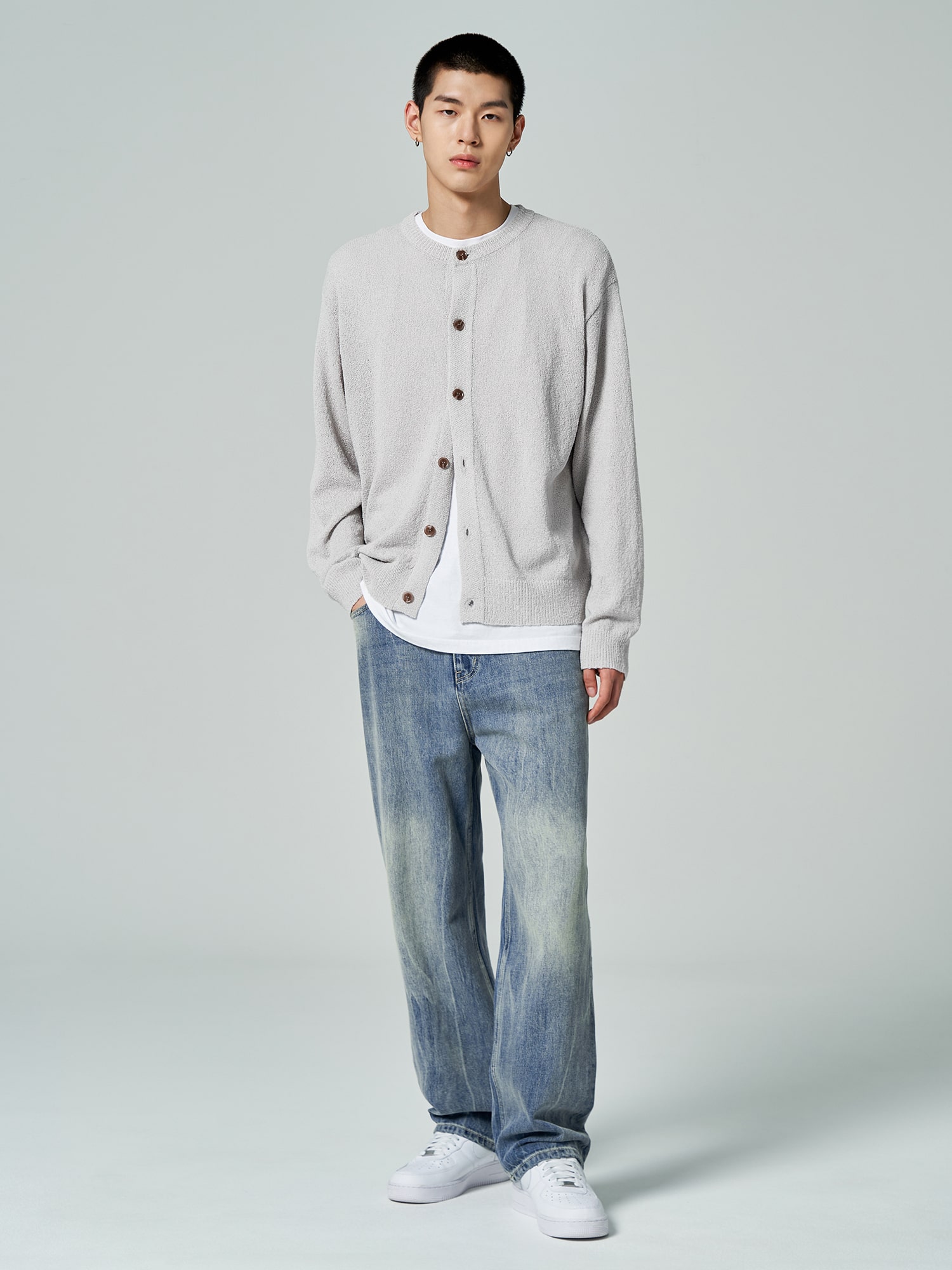 8seconds Round Neck Button Cardigan Beige | Cardigans for