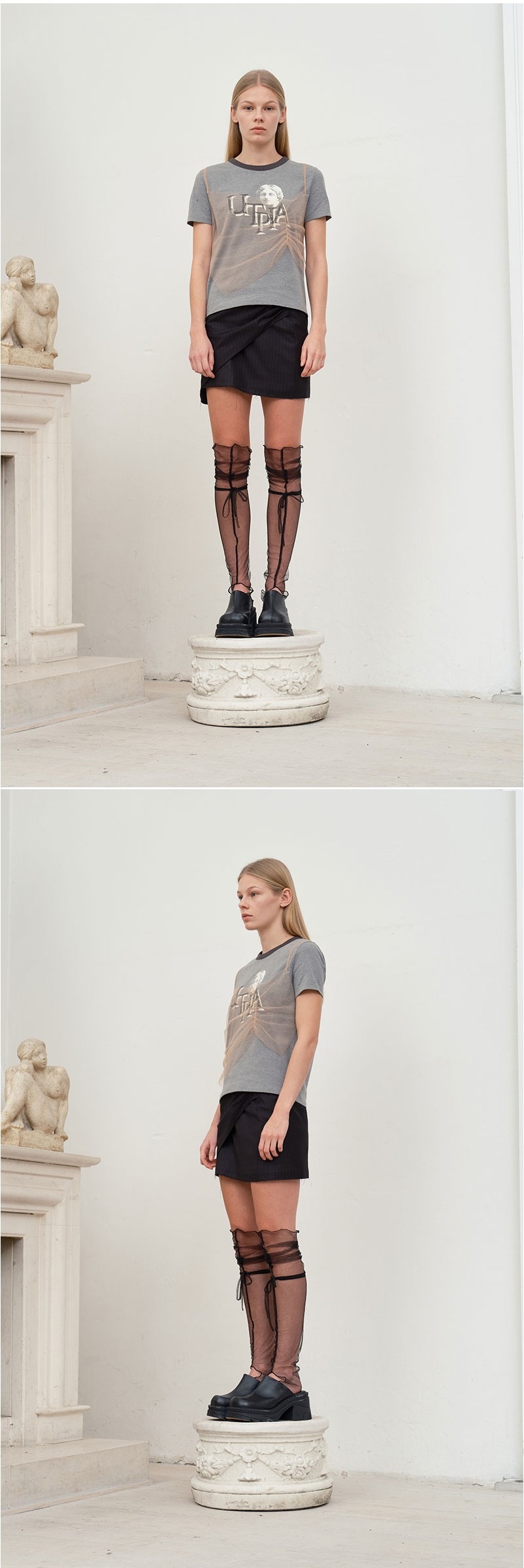 KIRSH Collection Rework Graphic Tee Shirt Dark Gray