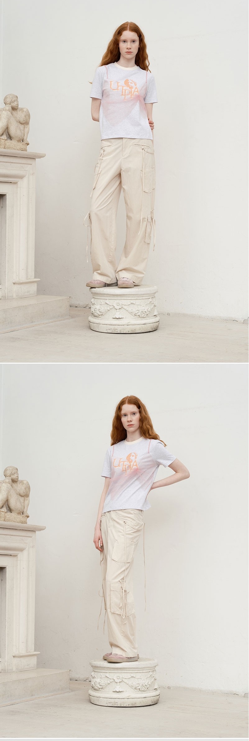 KIRSH Collection Rework Graphic Tee Shirt Melange Gray