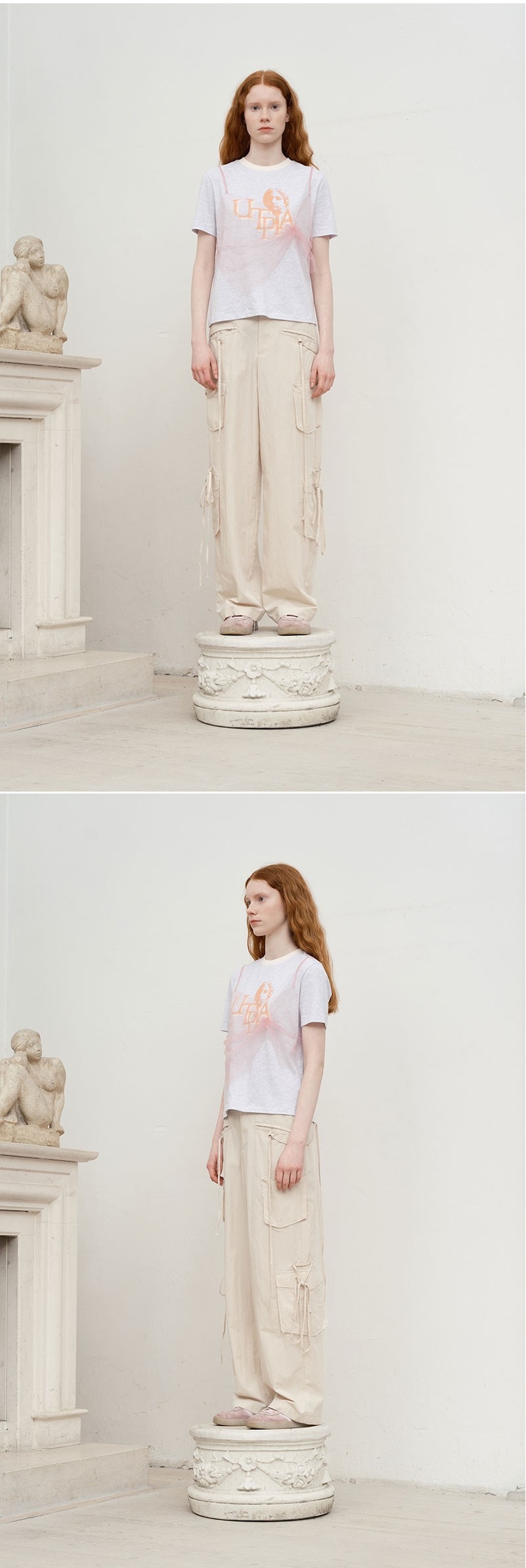 ★KIRSH★ Collection Rework Graphic T-Shirt Melange Grey KIRSH Collection Rework Graphic Tee Shirt Melange Gray