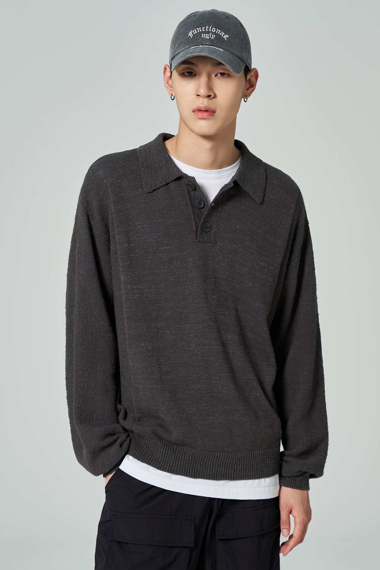 【COSYHARU】Three-button collar short-sleeved knit Three-Button Collar Short Sleeve Knit - COSYHARU | 60