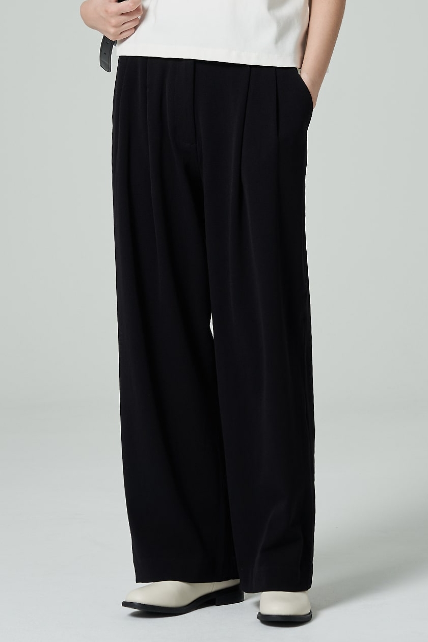 【新品未開封】RETØUCH 2Tuck Wide Slacks-black- 2Tuck Wide Slacks-black-