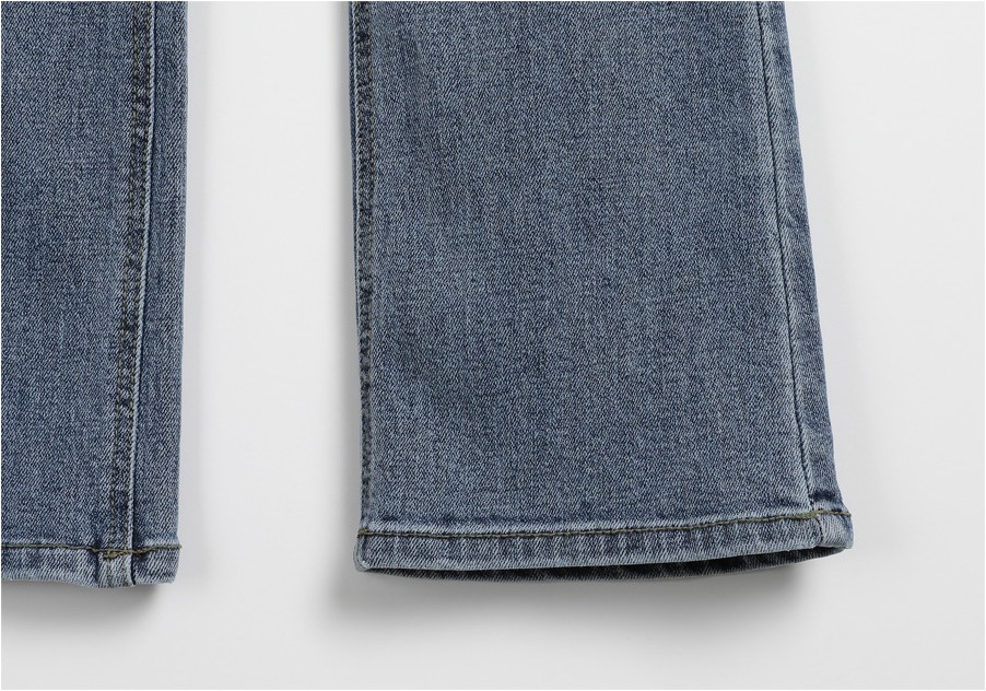 【HUECLOSET】★送料・関税込★Stitch Slab Denim Pants TWEE Sign In Elastic Boot Cut Denim Pants | Bootcut for