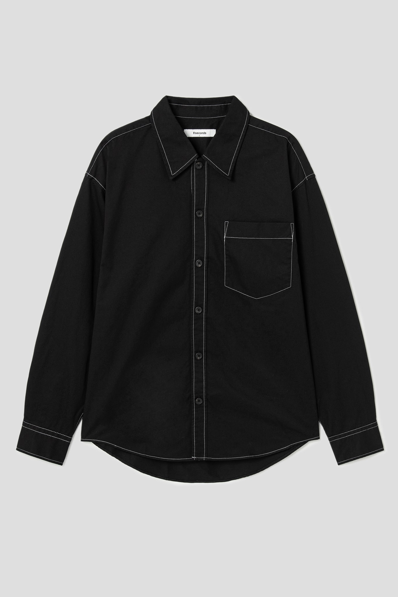 8seconds Top Stitch Cotton Twill Relax Fit Shirt Black | Casual