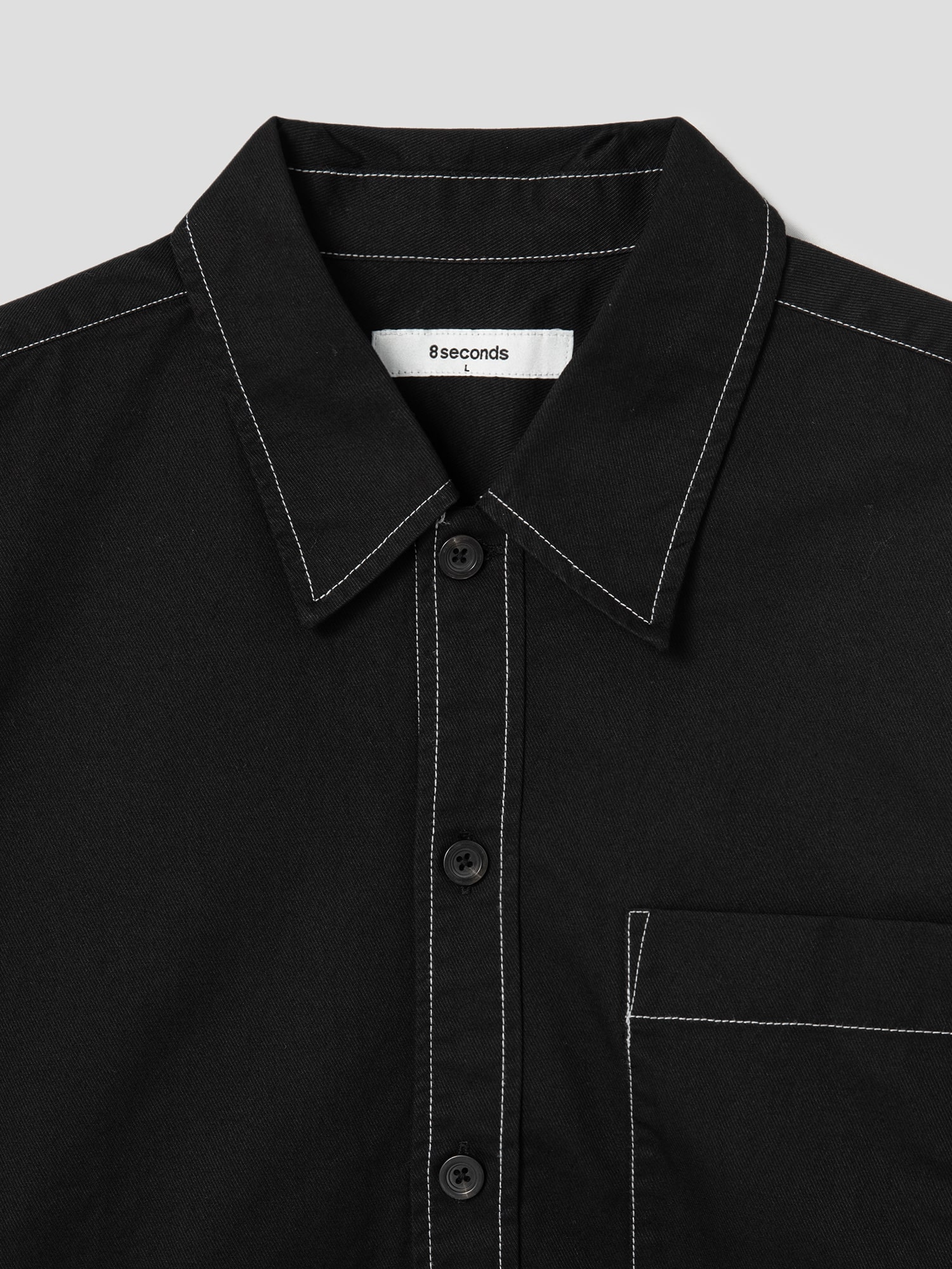 8seconds Top Stitch Cotton Twill Relax Fit Shirt Black | Casual