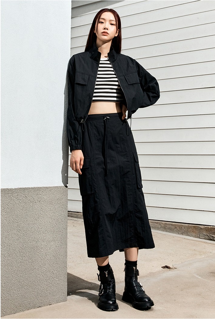 MIXXO Nylon String Cargo Skirt | A-Line for Women | KOODING