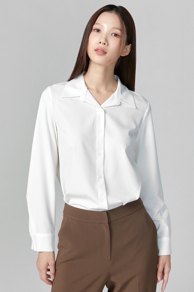 MIXXO Open Collar Wrinklefree Blouse | Blouses for Women