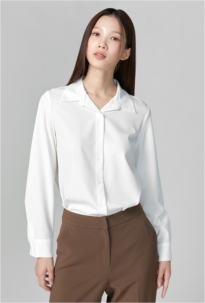 MIXXO Open Collar Wrinklefree Blouse | Blouses for Women