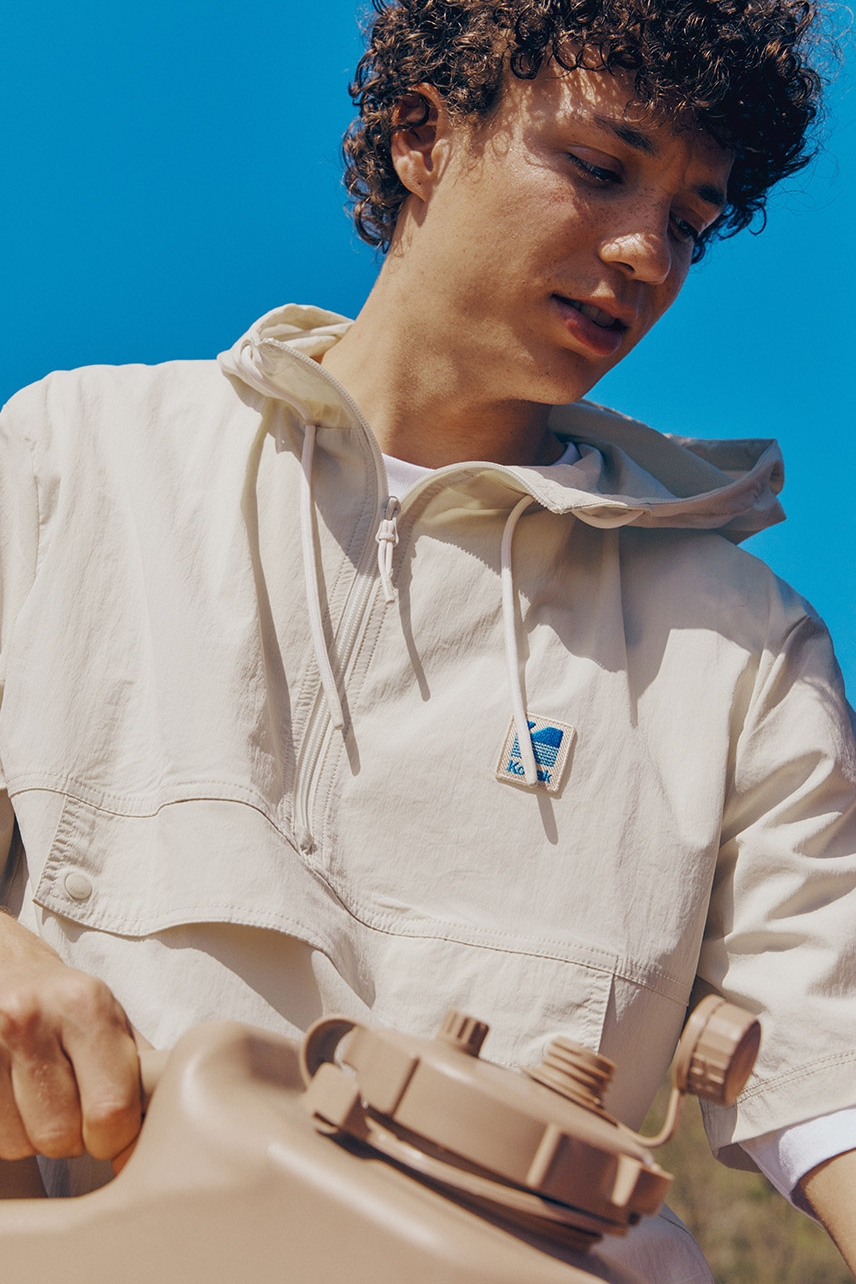 Kodak Apparel Unisex Core Woven Hoodie Anorak Jacket Ivory