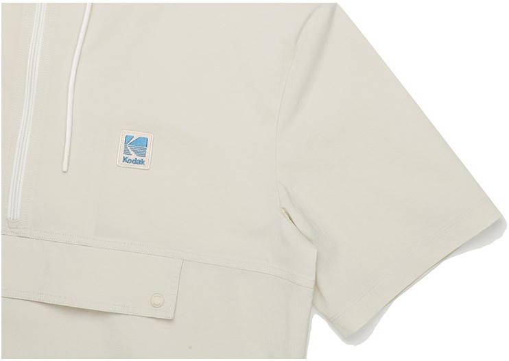 Kodak Apparel Unisex Core Woven Hoodie Anorak Jacket Ivory